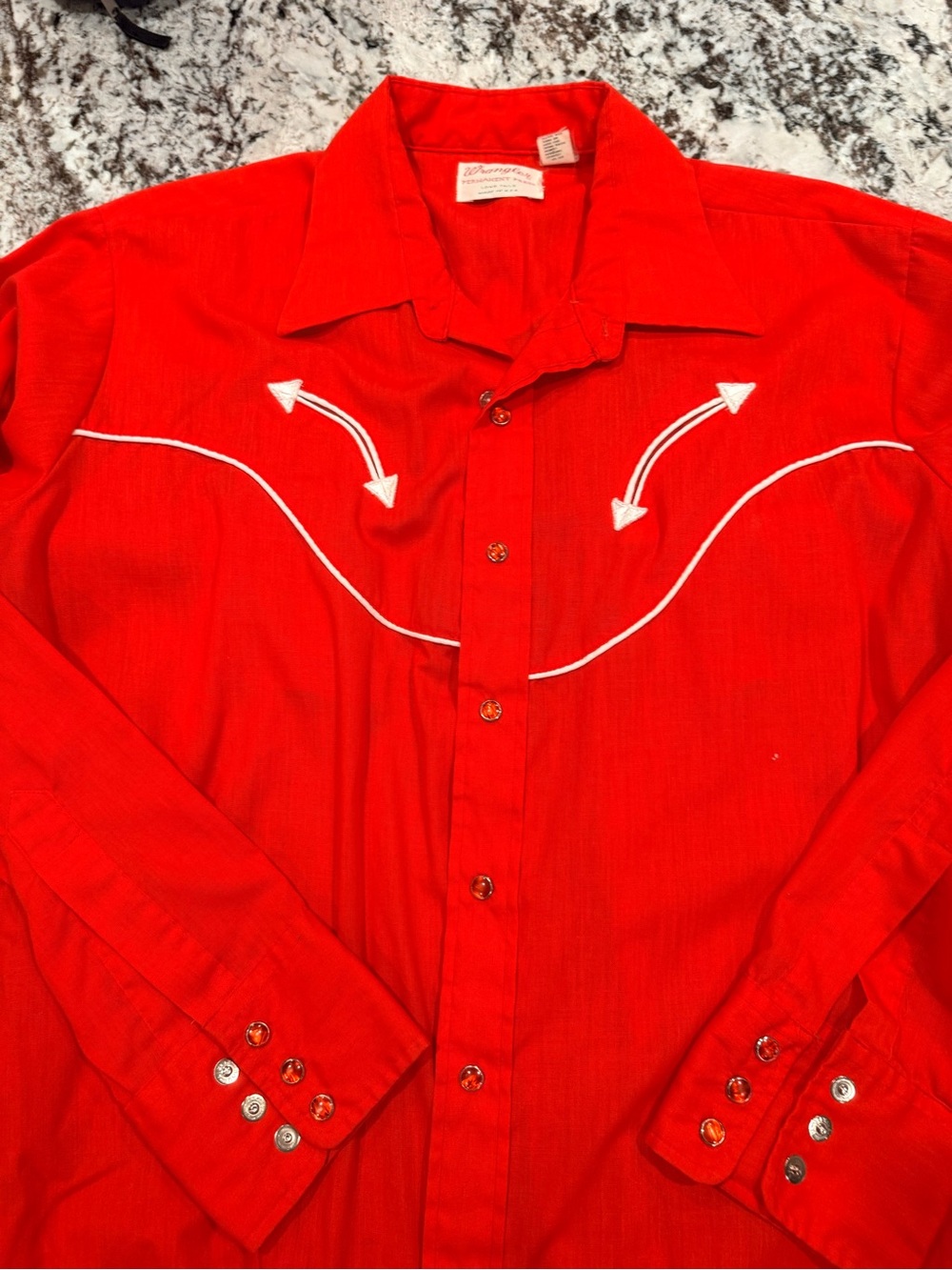 Wrangler Red Western Arrow-Accent Button Front Shirt